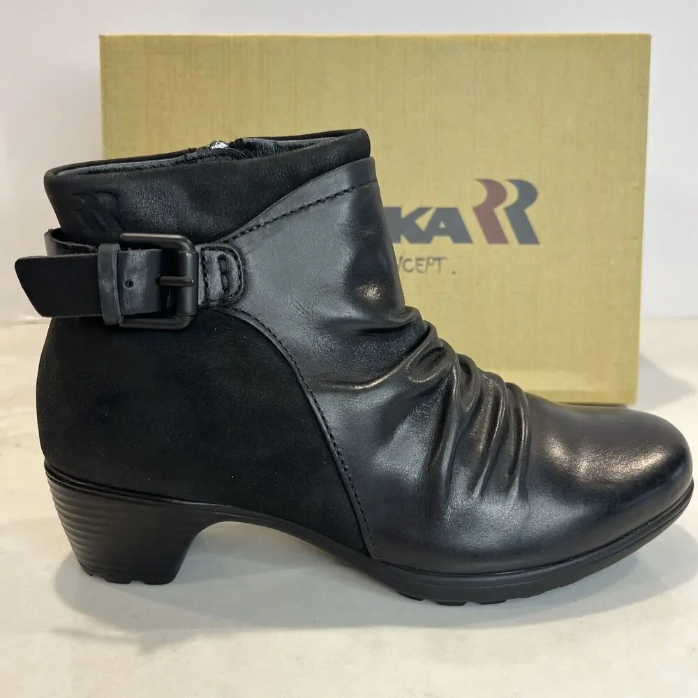 Romika NEW Womens EU36 US‎ 5-5.5 Banja Black Leather Ruched Ankle Boots Comfort